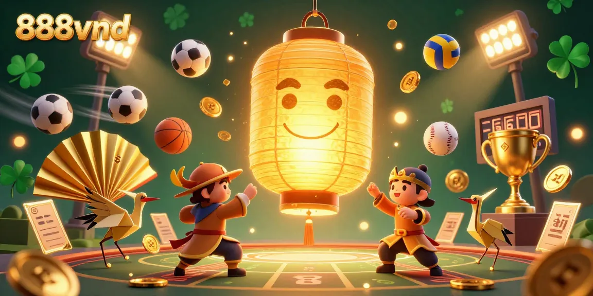 Experience thrilling gaming action with 888vnd at a vibrant online casino showcasing dynamic sports elements and lucky symbols.