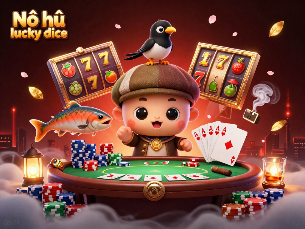 Nổ hũ lucky dice offers engaging gameplay with vibrant characters enjoying their casino experience, showcasing the thrill of the game.