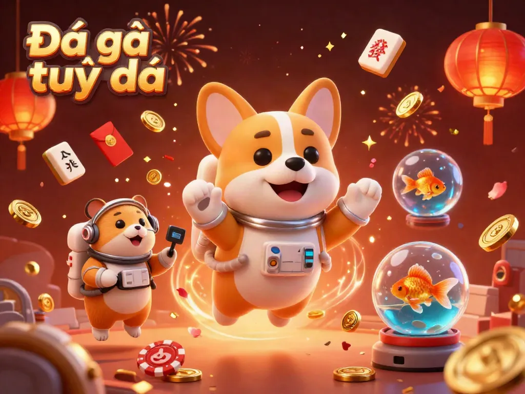 Engage with the excitement of Đá gà trực tiếp in a vibrant 3D cartoon casino scene.
