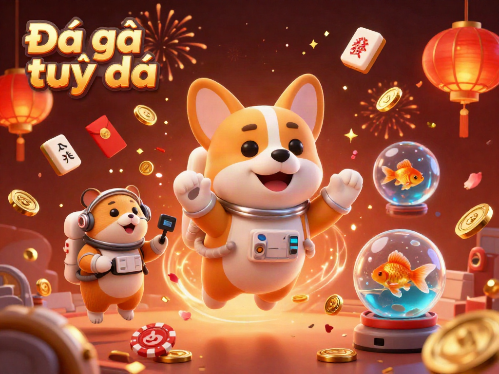 Engage with the excitement of Đá gà trực tiếp in a vibrant 3D cartoon casino scene.