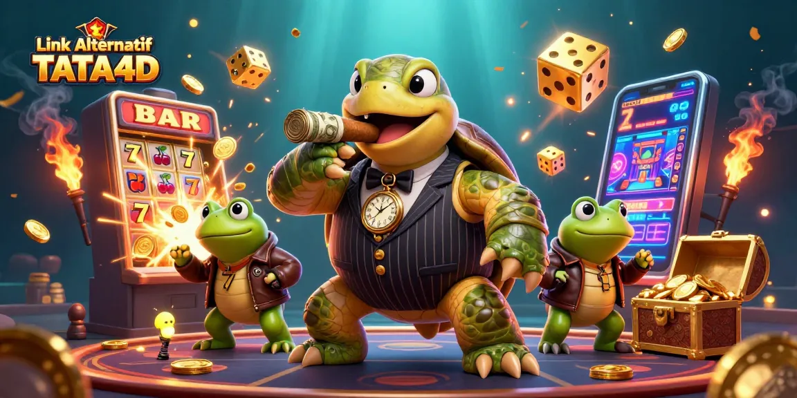 Engage with Link Alternatif TATA4D through a vibrant casino illustration showcasing dynamic gaming action.