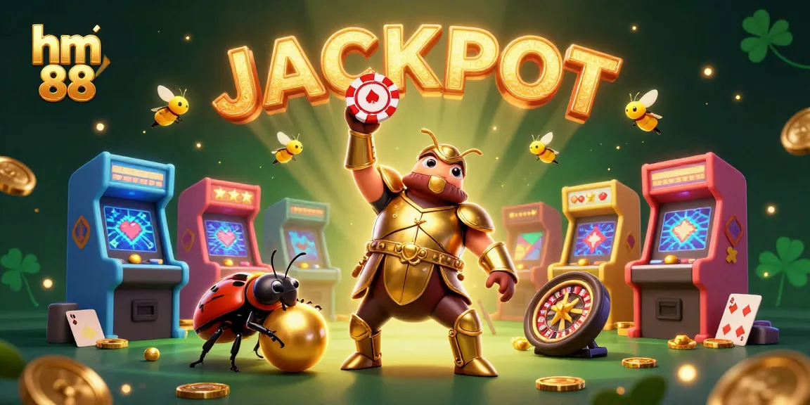 Experience thrilling wins at hm 88 casino with a vibrant jackpot scene featuring animated characters and gaming elements.