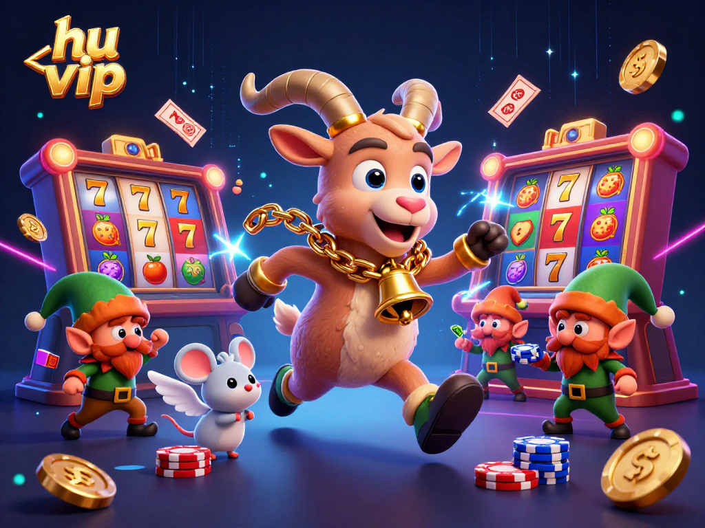 Engage in thrilling gameplay at hu vip, where festive characters meet captivating slot machines and immersive gaming.