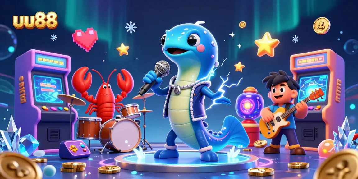uu88 brings excitement to players with a vibrant underwater casino scene featuring colorful games and animated musicians.