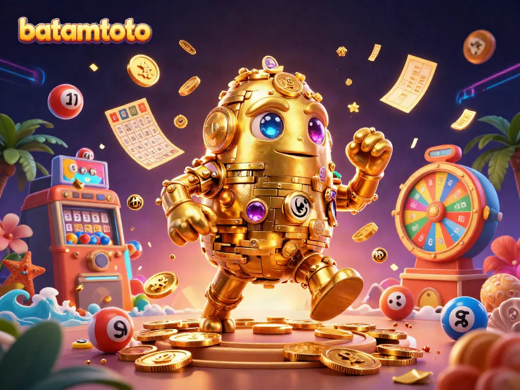 Experience excitement with batamtoto’s vibrant lottery and casino features in this captivating 3D illustration.