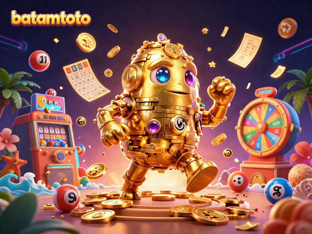 Experience excitement with batamtoto’s vibrant lottery and casino features in this captivating 3D illustration.