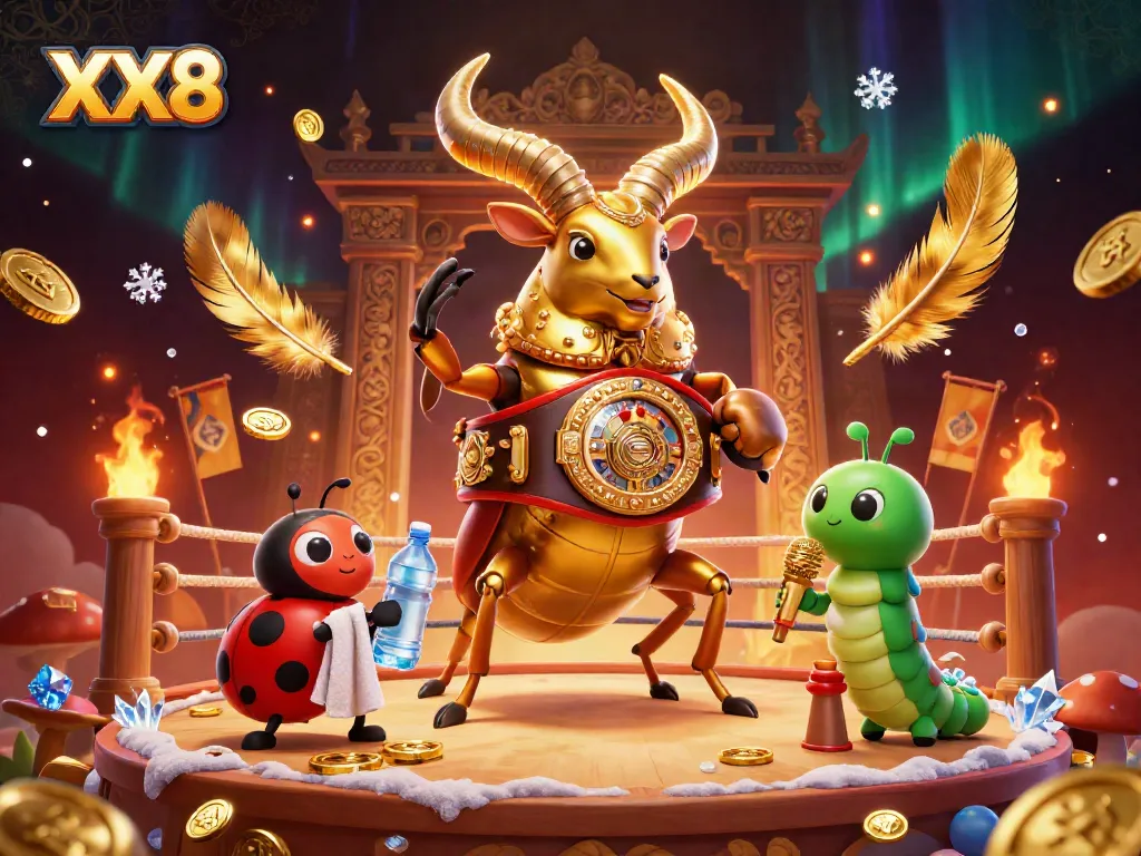 Experience high-energy casino action with XX8, featuring a giant beetle in a boxing ring.