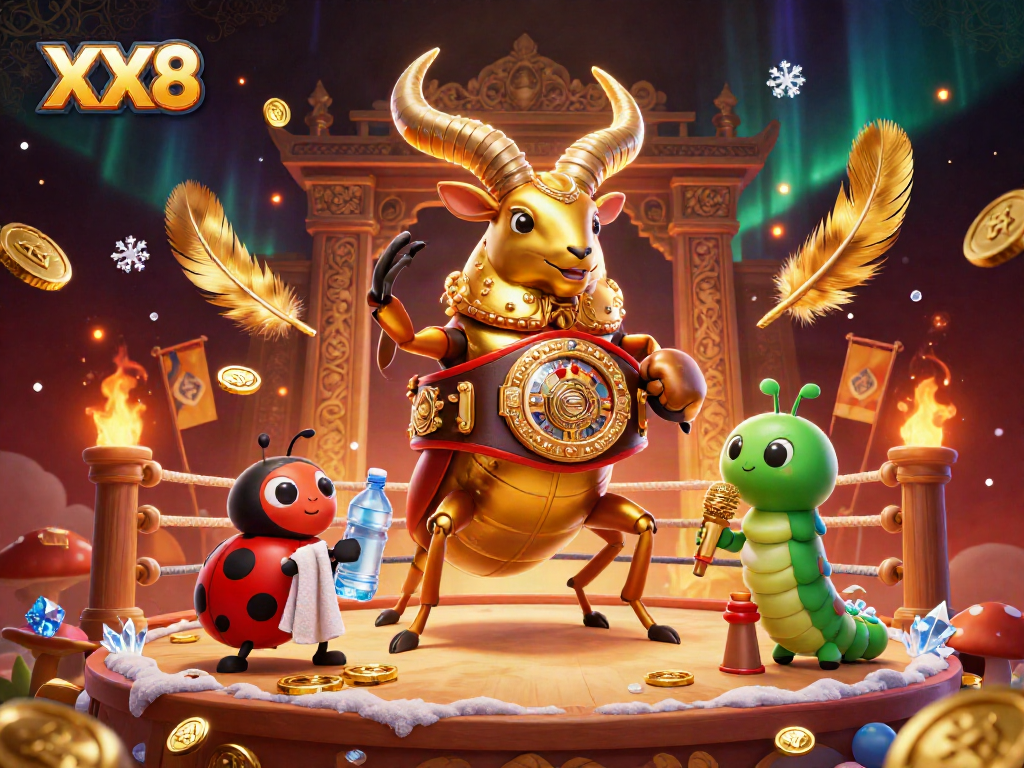 Experience high-energy casino action with XX8, featuring a giant beetle in a boxing ring.