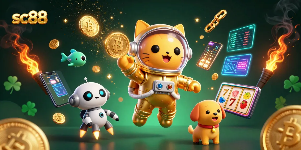 Win big at sc88 with vibrant casino-themed illustration showcasing coins and games.