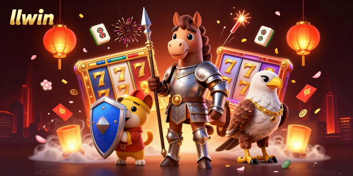 Experience exhilarating gaming at llwin with a medieval-themed 3D casino illustration showcasing vibrant slot reels and coins.