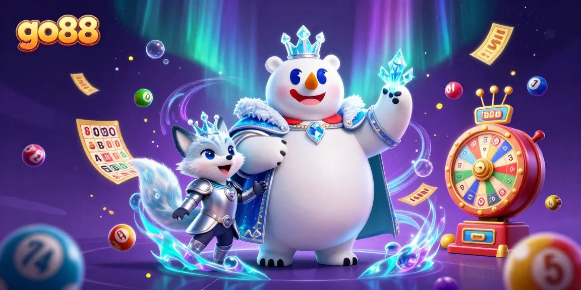 Experience the excitement of go88 with vibrant lottery elements and captivating characters in this 3D casino scene.