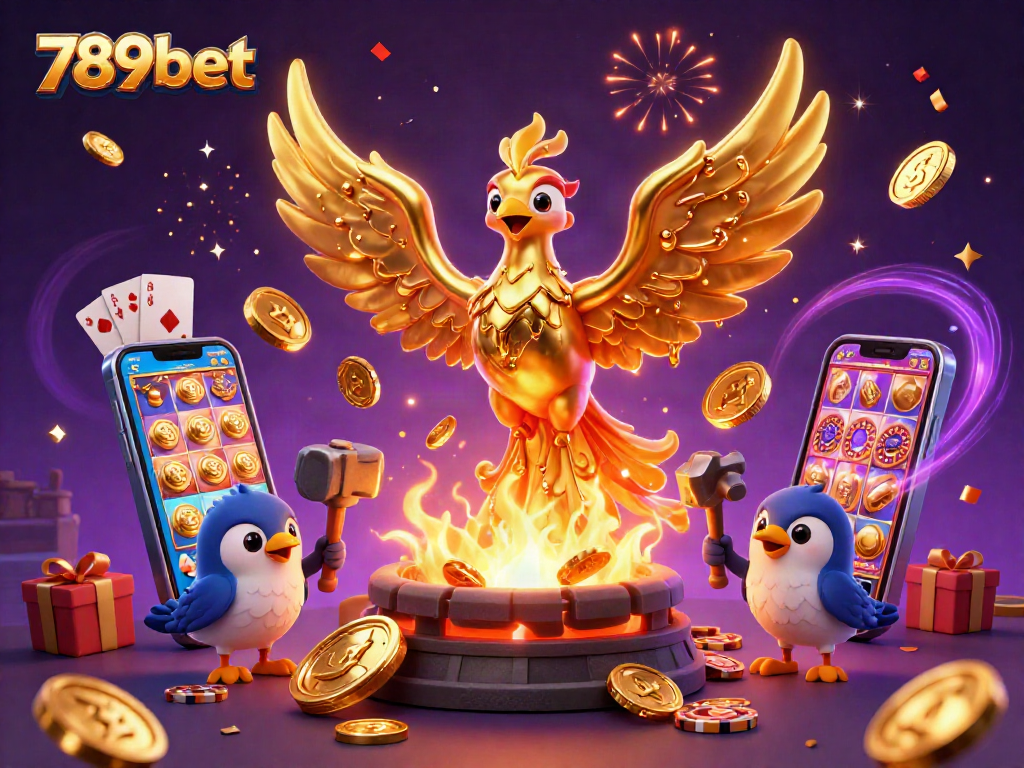 Experience thrilling wins with 789bet in a dynamic casino scene filled with gold coins and games.