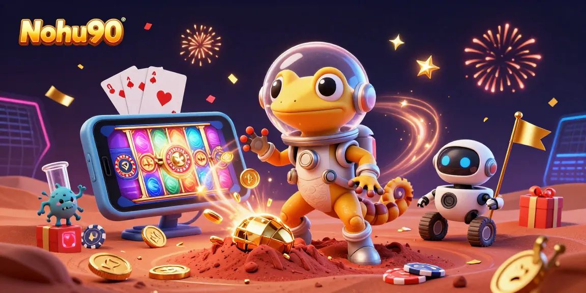 Nohu90 invites players into an exciting 3D casino adventure filled with vibrant slot games and treasures.