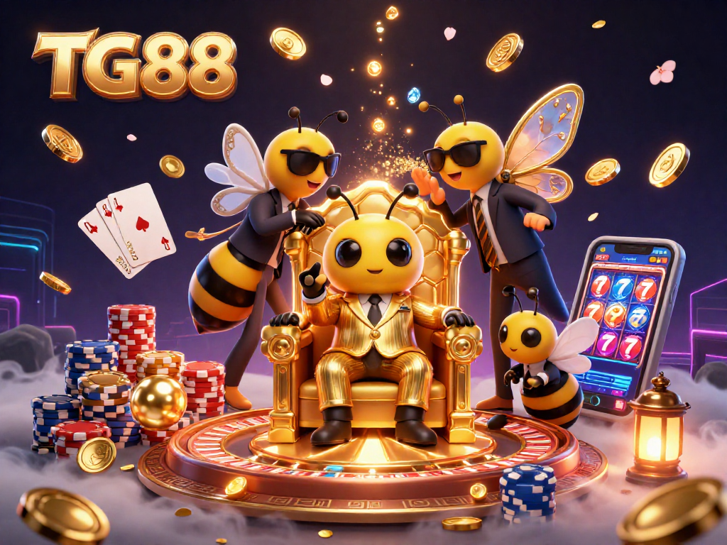 Witness the TG88 casino epic featuring a mob boss and treasures in a dynamic 3D illustration.