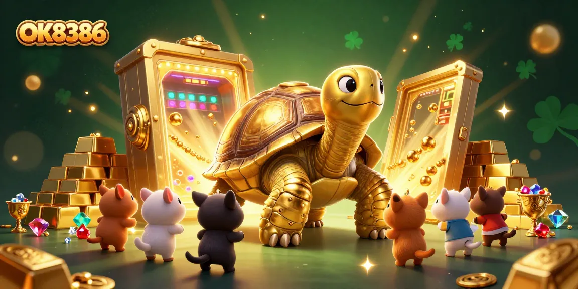 Engage with OK8386's thrilling games among a treasure trove of riches in this vibrant casino illustration.