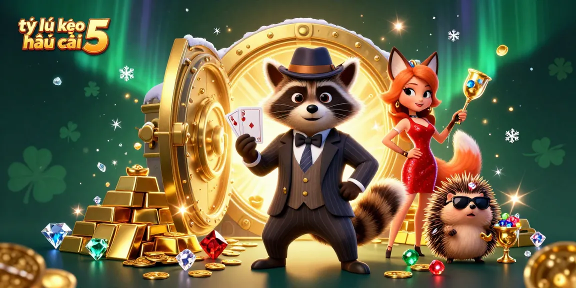 Experience the excitement of tỷ lệ kèo nhà cái 5 as the suave raccoon showcases a royal flush!