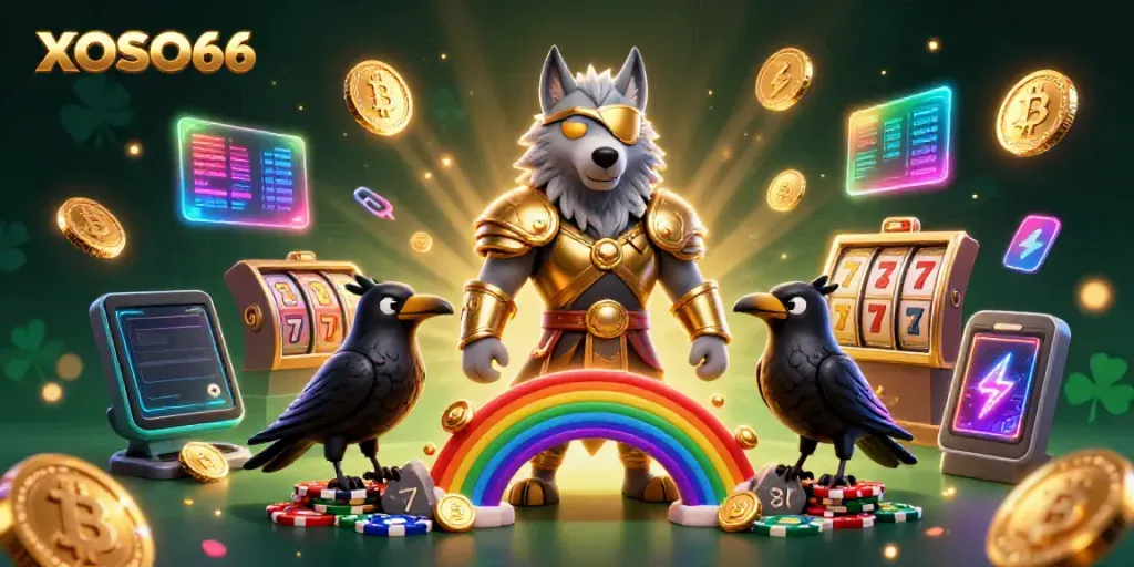 Experience thrilling moments of fortune with XOSO66's vibrant casino-inspired 3D illustration.