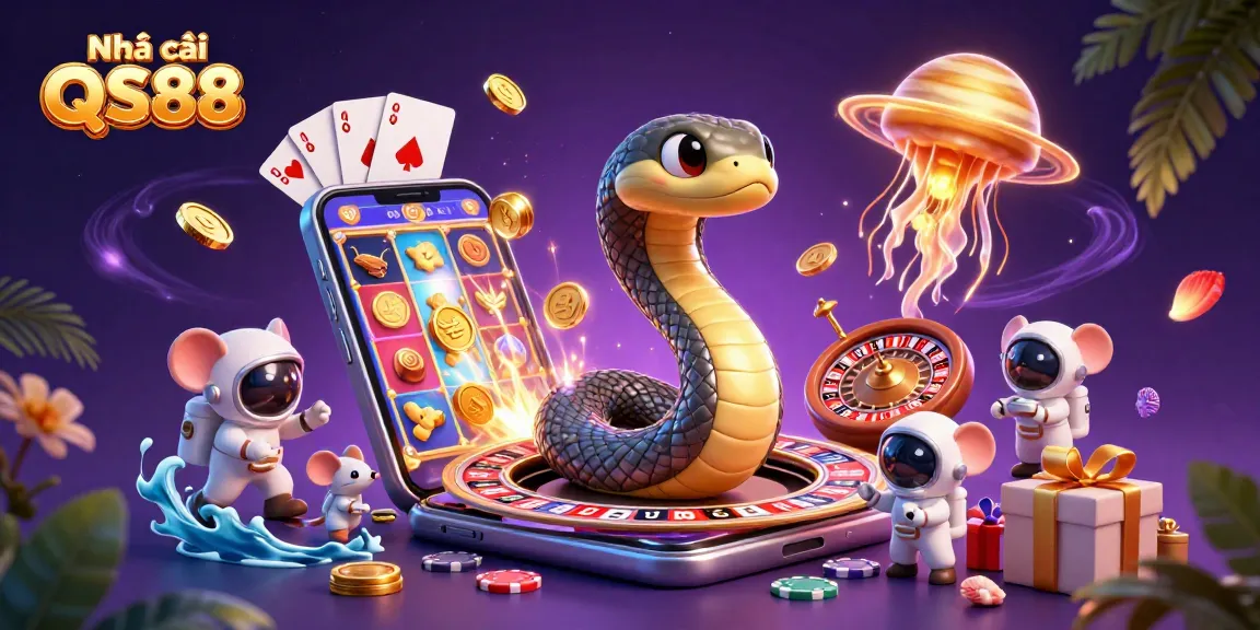 Engage with Nhà cái QS88 through a vibrant cosmic casino scene filled with fantastical games and exciting bets.