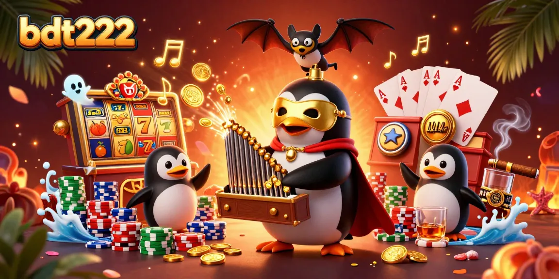 Experience thrilling gameplay with bdt222 in a vibrant casino illustration filled with winning game elements.