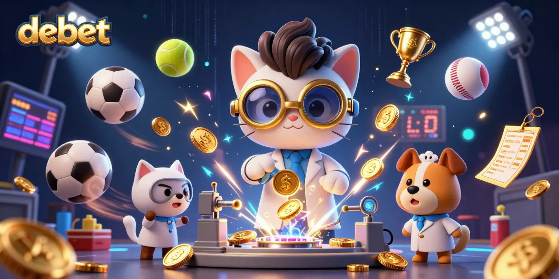 Bet on debet with this dynamic gambling illustration featuring a mad scientist cat creating a gold-coin machine.