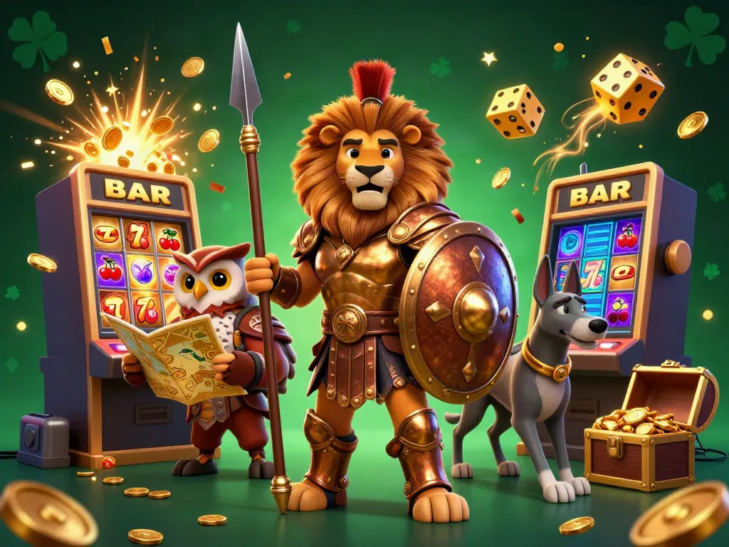 kkwin casino scene showcasing jackpot excitement with vibrant characters and games.