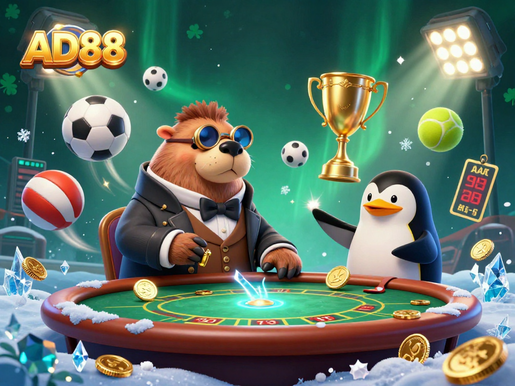 Betting at AD88's underwater poker table with dynamic sports elements for interactive fun.