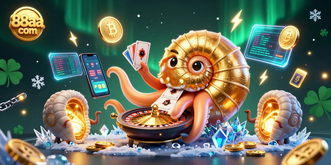 Experience thrilling gameplay at 88aa com with a vibrant casino scene featuring a giant nautilus and crypto elements.