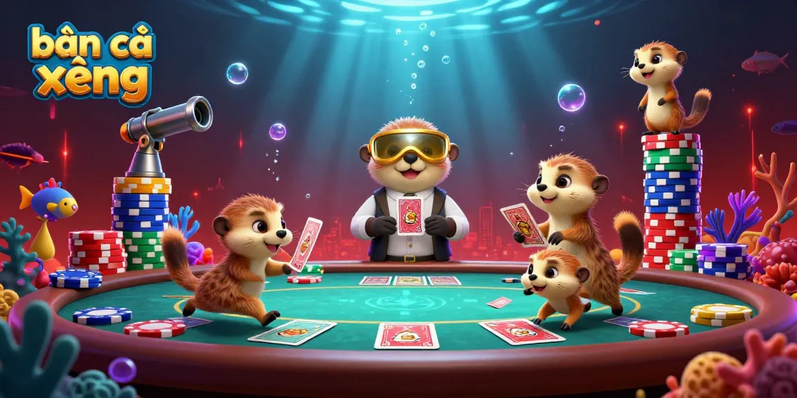 Engage in the thrilling bắn cá xèng underwater adventure with playful meerkats at a vibrant casino.