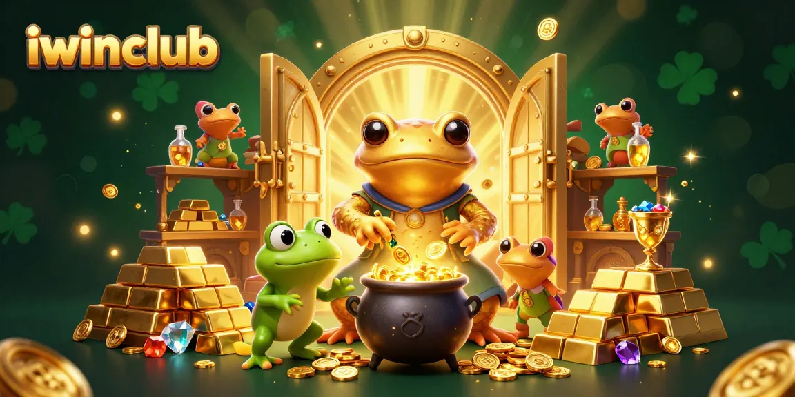 Experience the magic at iwinclub with a rich 3D casino illustration, featuring gold elements galore.