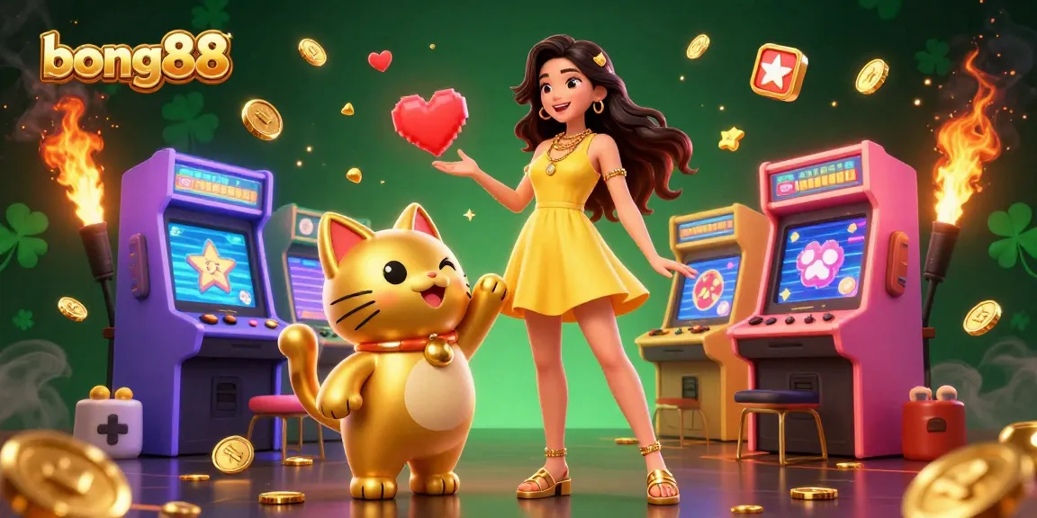 Experience thrilling gameplay at bong88 surrounded by vibrant casino elements and lucky symbols.