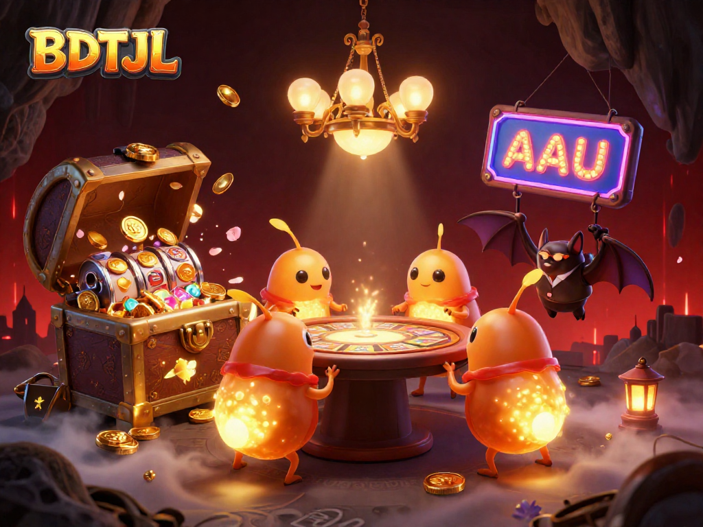 Experience thrilling gameplay in a vibrant cave casino scene with BDTJL, featuring glowworms and rich visuals.
