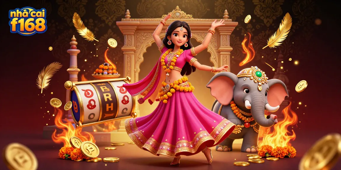 Experience the vibrant world of nhà cái f168 with a dazzling 3D illustration showcasing a beautiful Asian dancer, golden coins, and dynamic gaming elements.