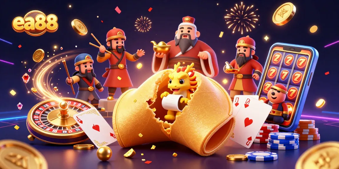 Experience the magic of ea88 with a whimsical celebration of fortune in this dynamic casino illustration.