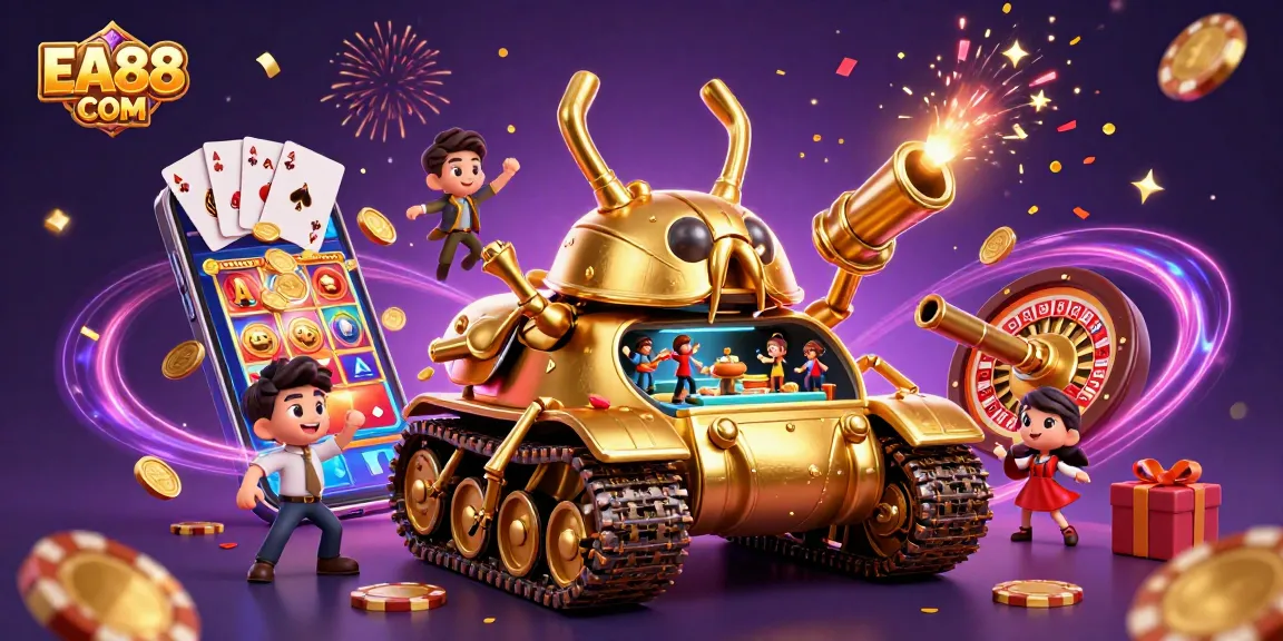 Experience explosive fun with EA88 COM in a vibrant, festive casino scene.