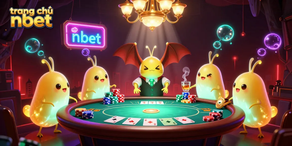 Play poker with glowworms in a vibrant cave casino, featuring trang chủ nbet.