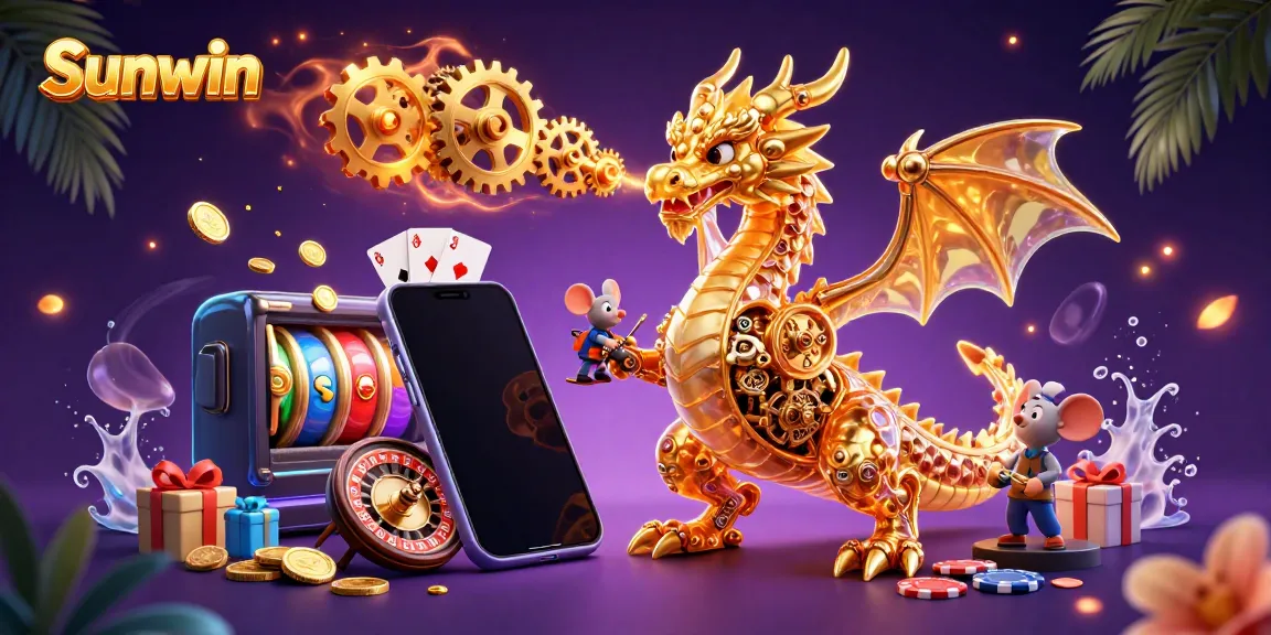Engage with Sunwin by spinning colorful slot games featured on a magical 3D dragon backdrop.