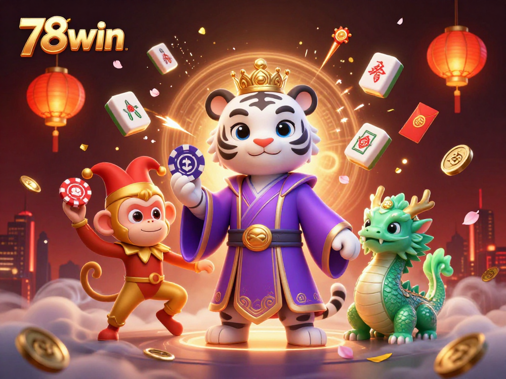Experience thrilling gaming action at 78win with vibrant casino illustrations and animated characters.