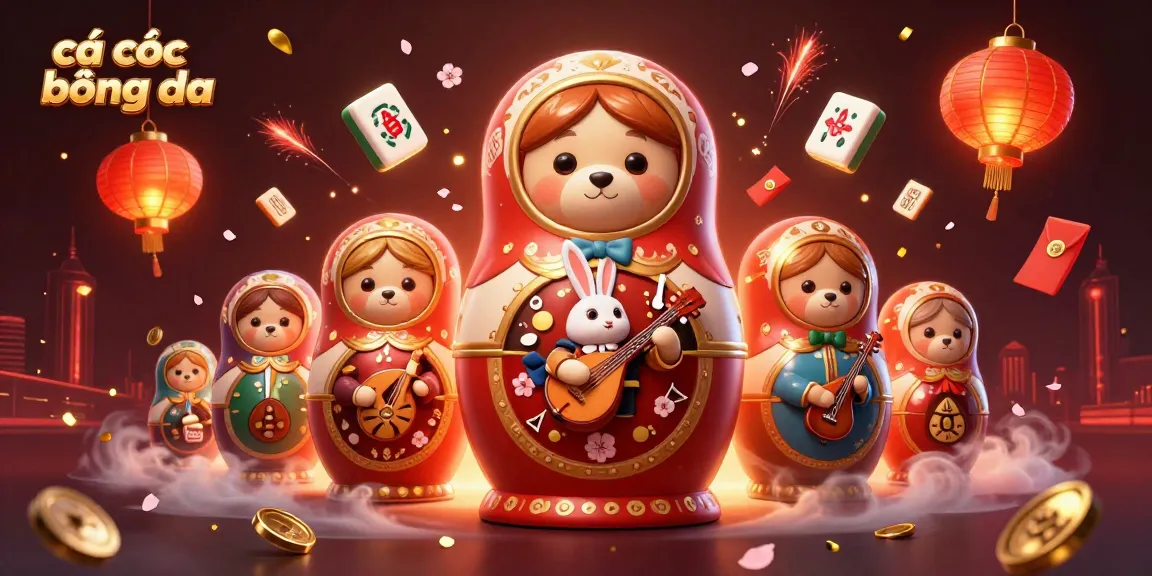 Engage in cá cược bóng đá with vibrant 3D illustration showcasing dynamic casino elements and characters.