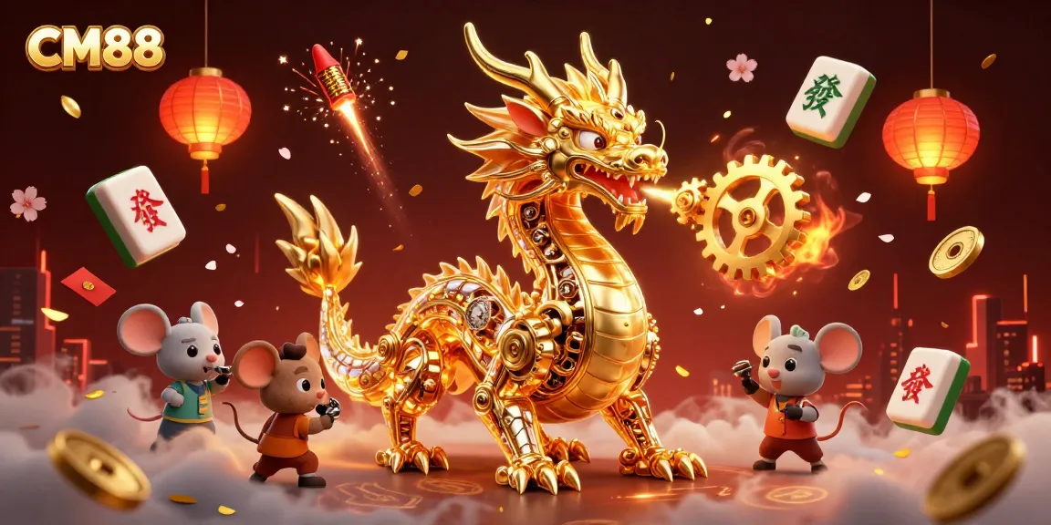 CM88 delivers exhilarating casino experiences with golden dragon and vibrant symbols in a 3D illustration.