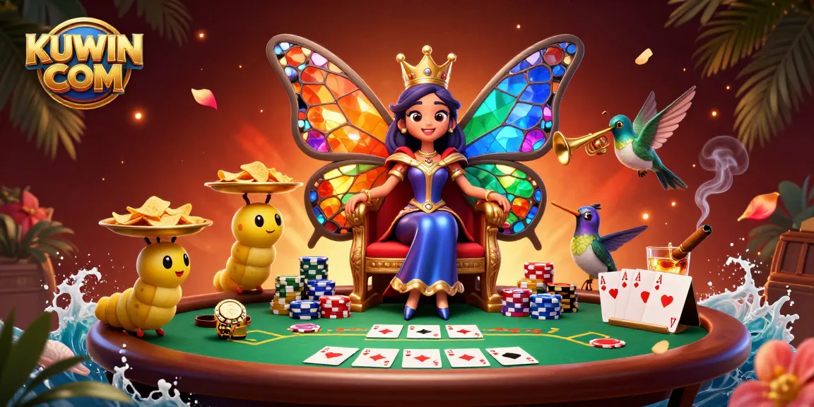 Betting strategy preview at KUWIN COM featuring a vibrant 3D poker scene with colorful chips.