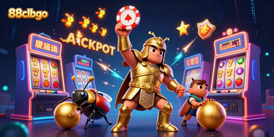 Win big with 88clbgo's dynamic gaming scene, showcasing jackpots and vibrant slot machines.