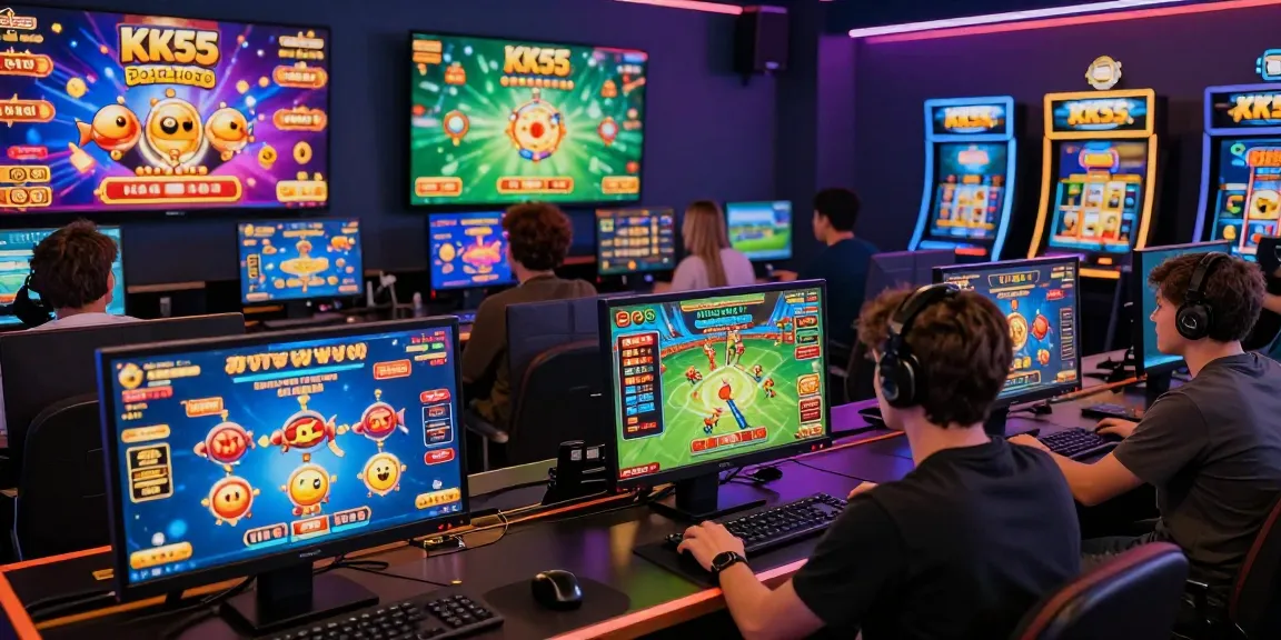 KK55 platform showcasing users enjoying online gaming with vibrant interfaces and engaging casino games.