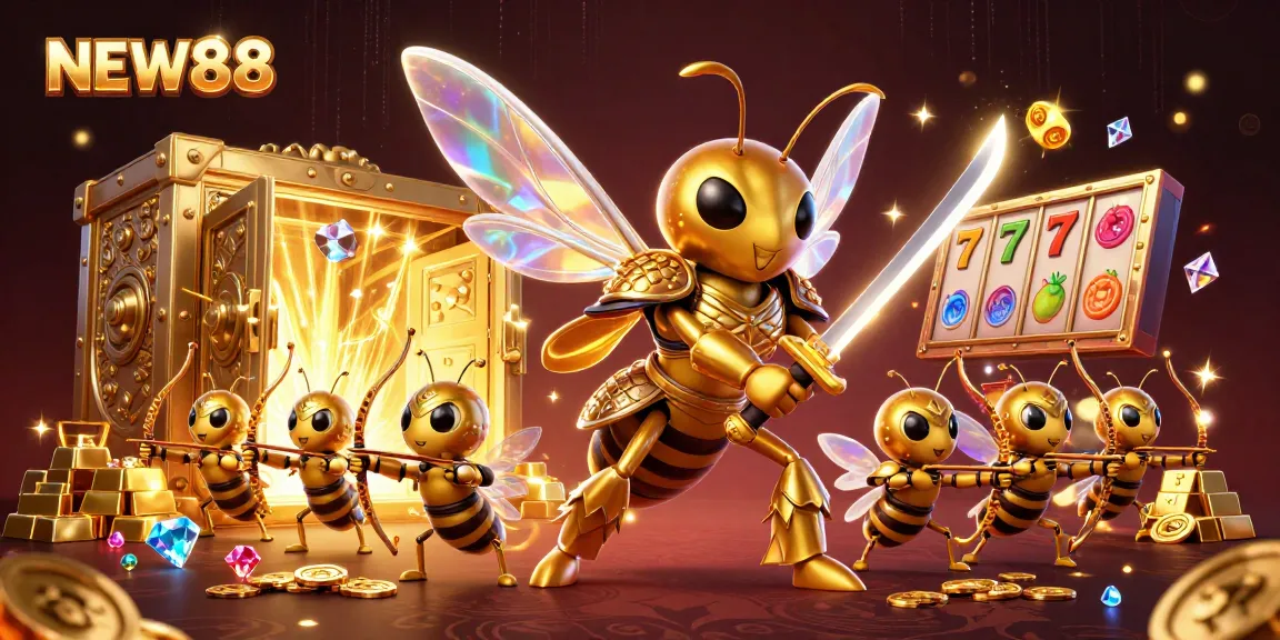 Engage with the lively 3D illustration at NEW88, showcasing epic casino thrills and winning potential.