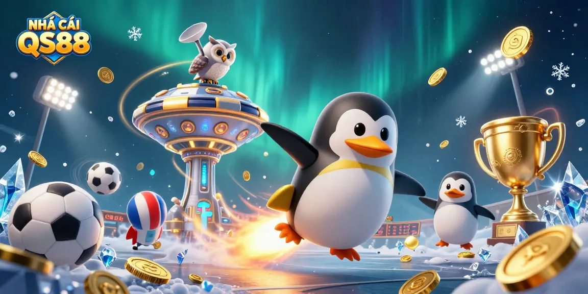 Experience thrilling games at NHÀ CÁI QS88 with an energetic casino-themed scene of fun.