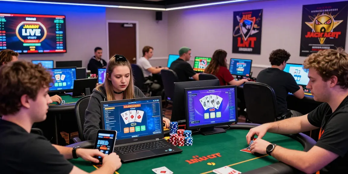 Dewapoker Live Jackpot tournament scene with excited players immersed in competitive online poker.