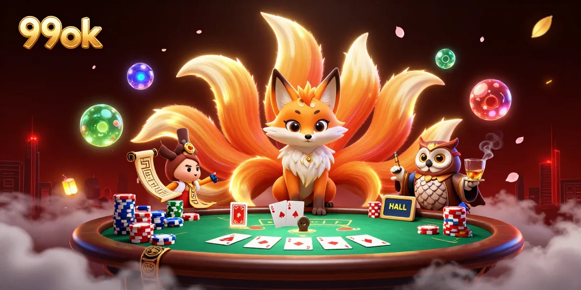 Players enjoy thrilling games at 99ok with vibrant characters and casino elements.