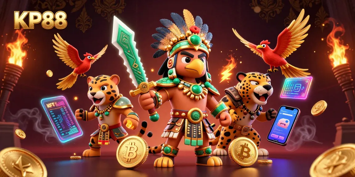 Experience the thrilling world of KP88 with vibrant Aztec warriors and crypto excitement.