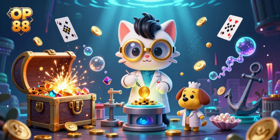 Join the fun at OP 88 with a vibrant scene of gold coin creation and underwater treasures!