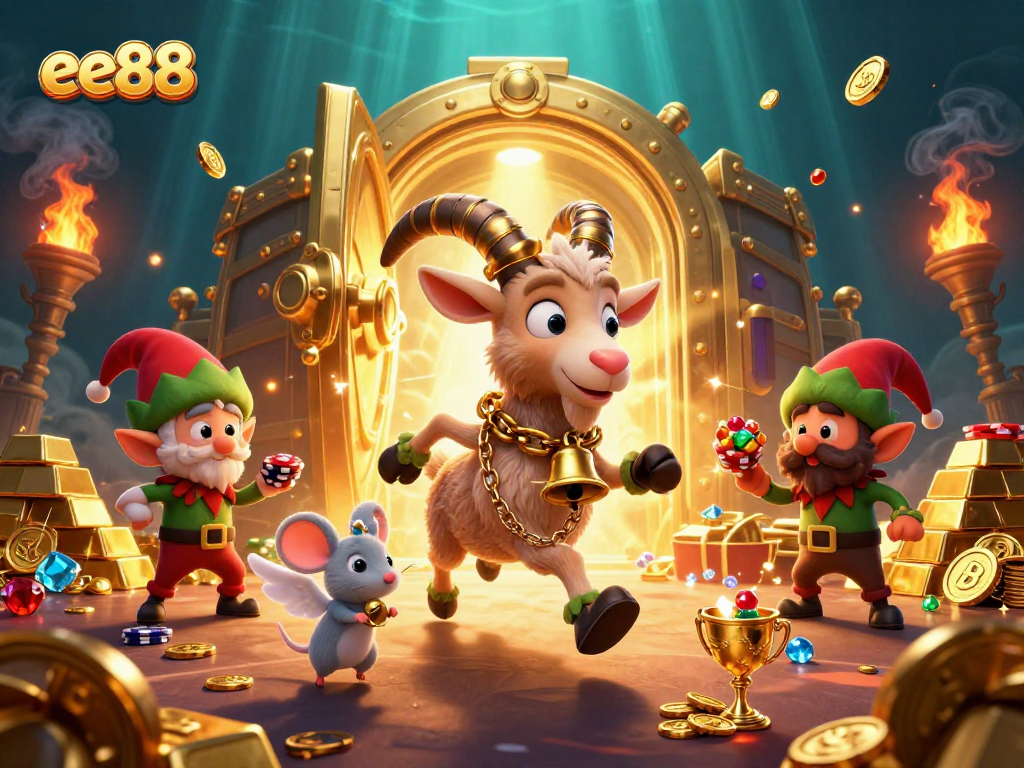Experience the thrill of ee88 with magical characters in a vibrant casino scene filled with treasures.