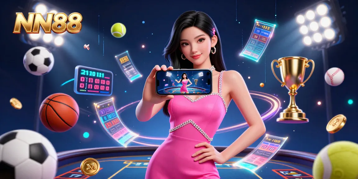 Engage with NN88 live dealer games featuring an Asian woman in a vibrant setting.